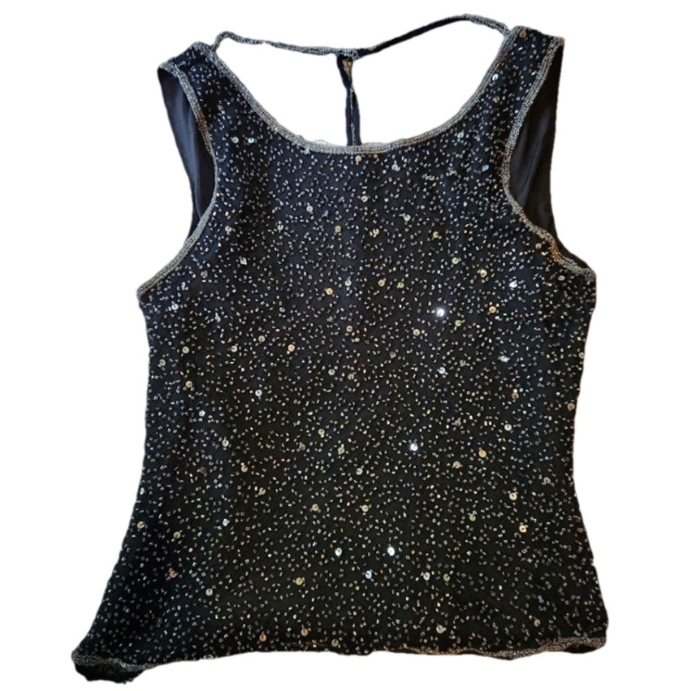 Stenay Womens Beaded Tank Top. Size M. Shell 100% Silk. Liner 100% Polyester